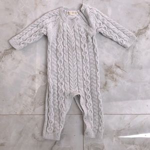 HOPE & HENRY Layette Cable Knit Sweater Romper